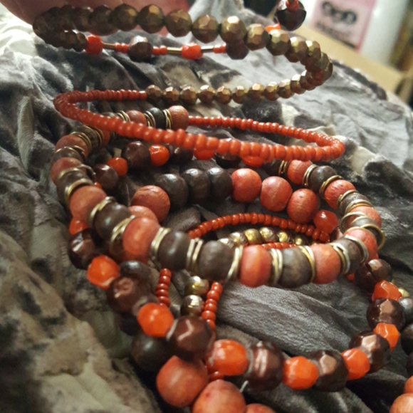 Beaded Cuff Stacked Memory Wire Bracelet - Picture 3 of 3